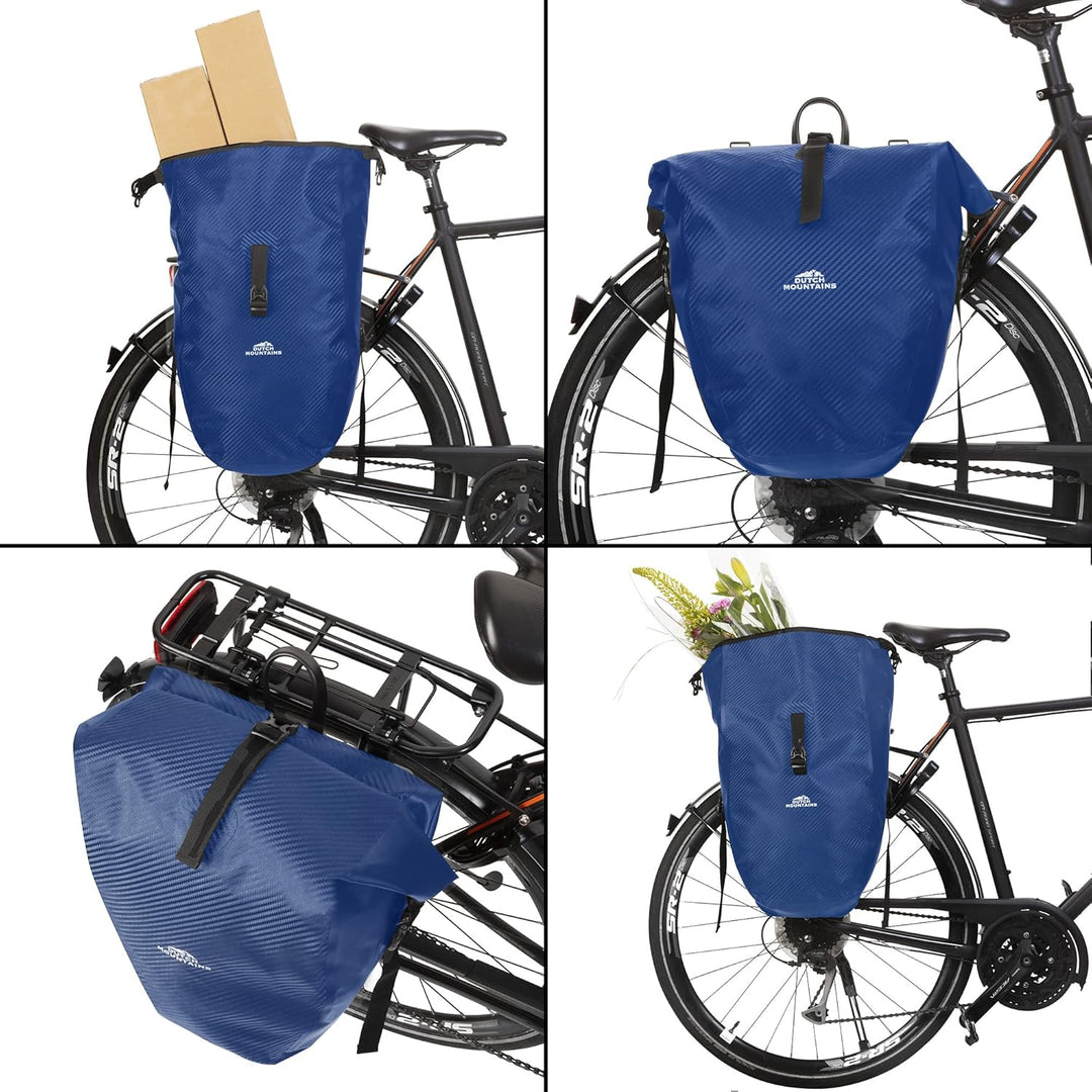 Dutch Mountains Pannier - Fahrrad Gepacktrager - 100% wasserdicht (Blau, 24 ltr) Blau 24 ltr, Blau 2
