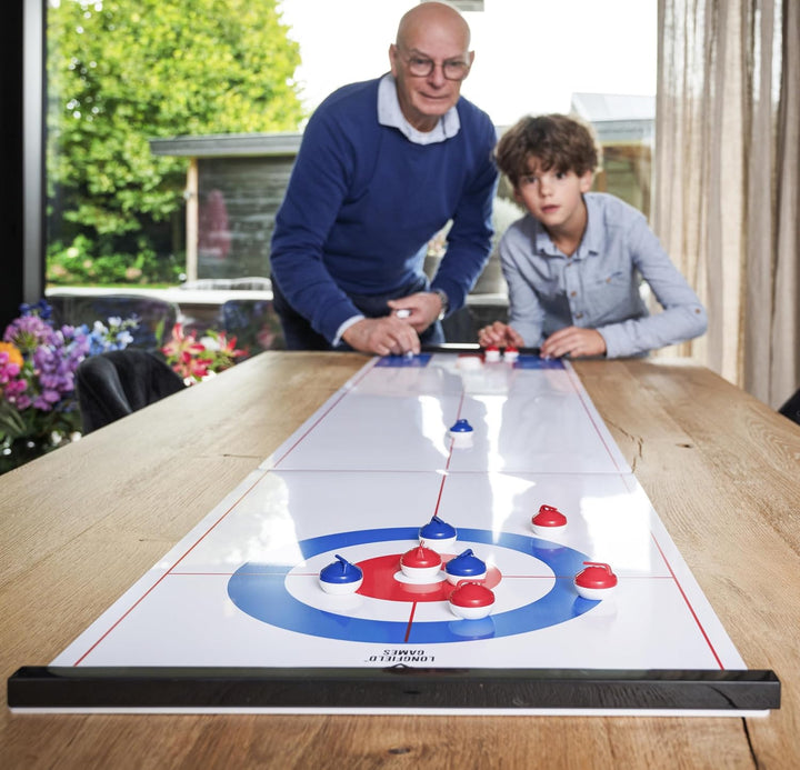 Engelhart - 2 in 1 Curling and Shuffleboard Table-Top Game - 180cm, Compact Curling Spiel und Revers