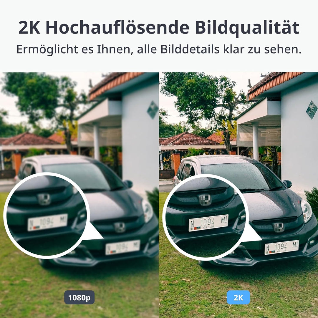 SwitchBot Drahtlose Sicherheitskamera Kit, 2K Aussenkamera mit Solarpanel, ununterbrochene Überwachu