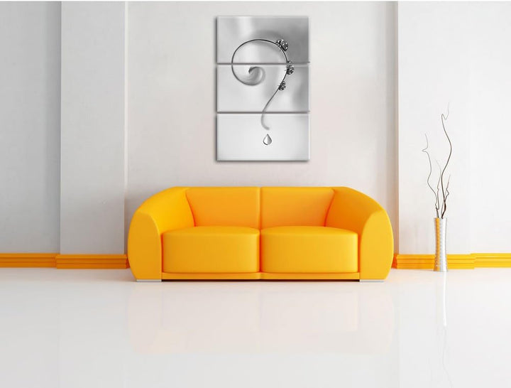 Pixxprint Marienkäfer Folgen dem Fragezeichen Kunst B&W 3-Teiler Leinwandbild 120x80 Bild auf Leinwa