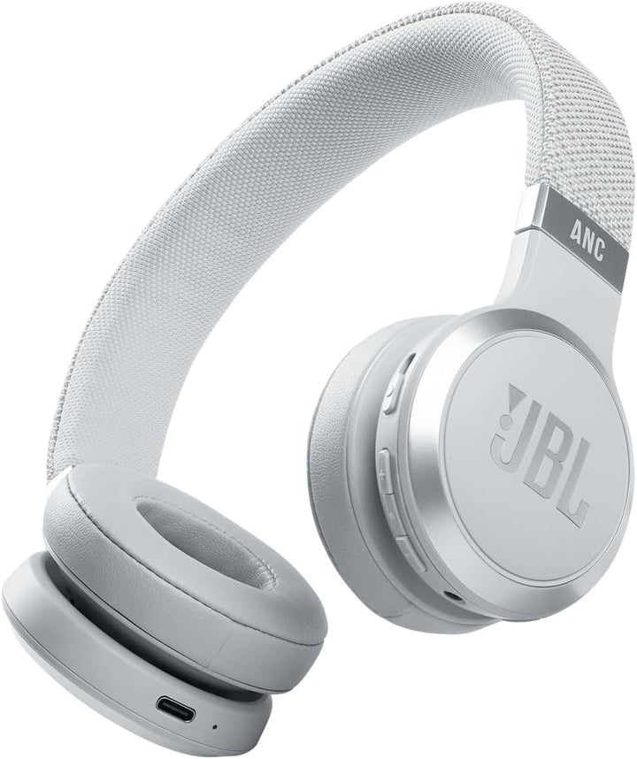 JBL Live 460NC kabelloser On-Ear Bluetooth-Kopfhörer in Weiss – Mit Noise-Cancelling und Sprachassis