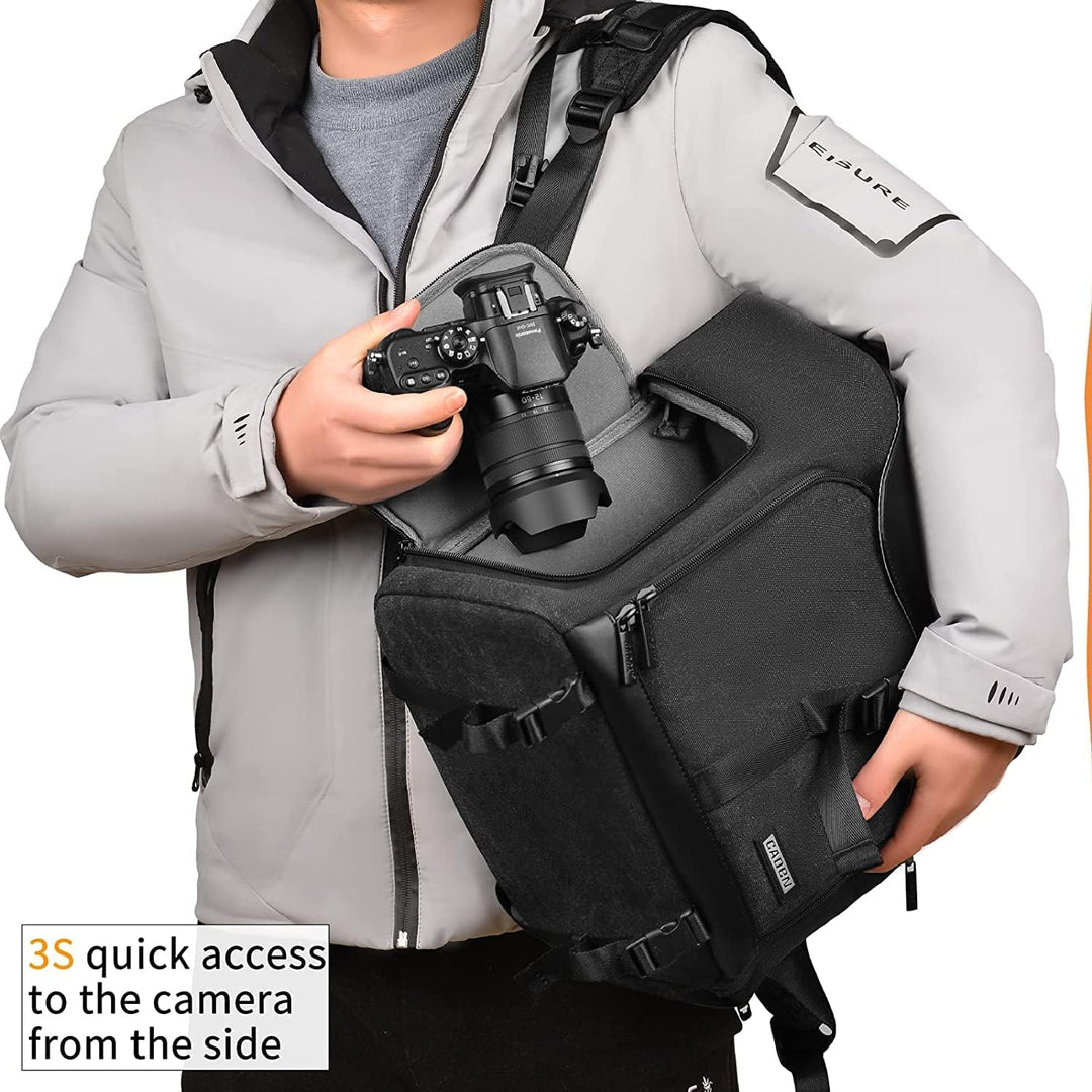 CADeN Kamerarucksack, Leinwand Professionell Fotorucksack Vintage Kameratasche 15.6''Laptopfach Komp
