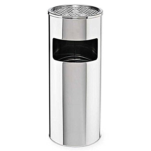 SVITA Standaschenbecher 30 Liter Edelstahl silber Mülleimer Aschenbecher Abfalleimer mit Inneneimer,