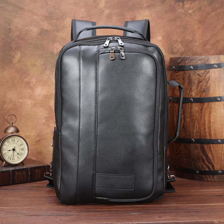 TIDING Herren Rucksack Echtes Leder Gross Kapazität Business Reisetasche für 15,6 Zoll Laptop Tasche