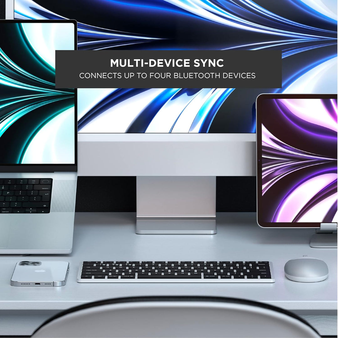SATECHI Slim X3 Kabellose Bluetooth Tastatur - Hintergrundbeleuchtung & Ziffernblock – Multi-Device