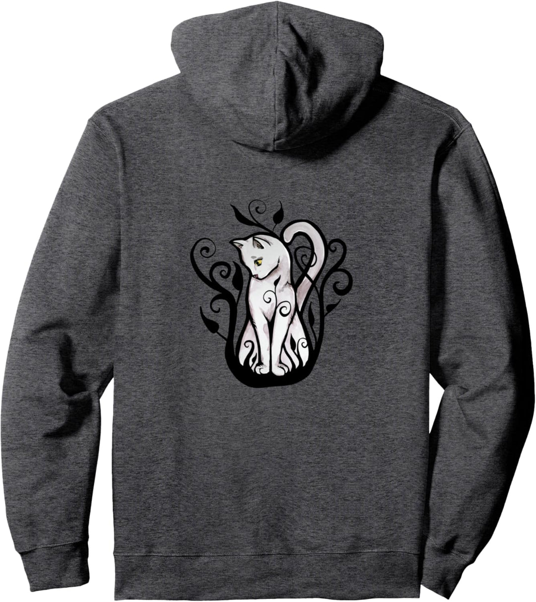 White Cat Art Whit Cat Art White Kitty Katzen Design Cat Pullover Hoodie