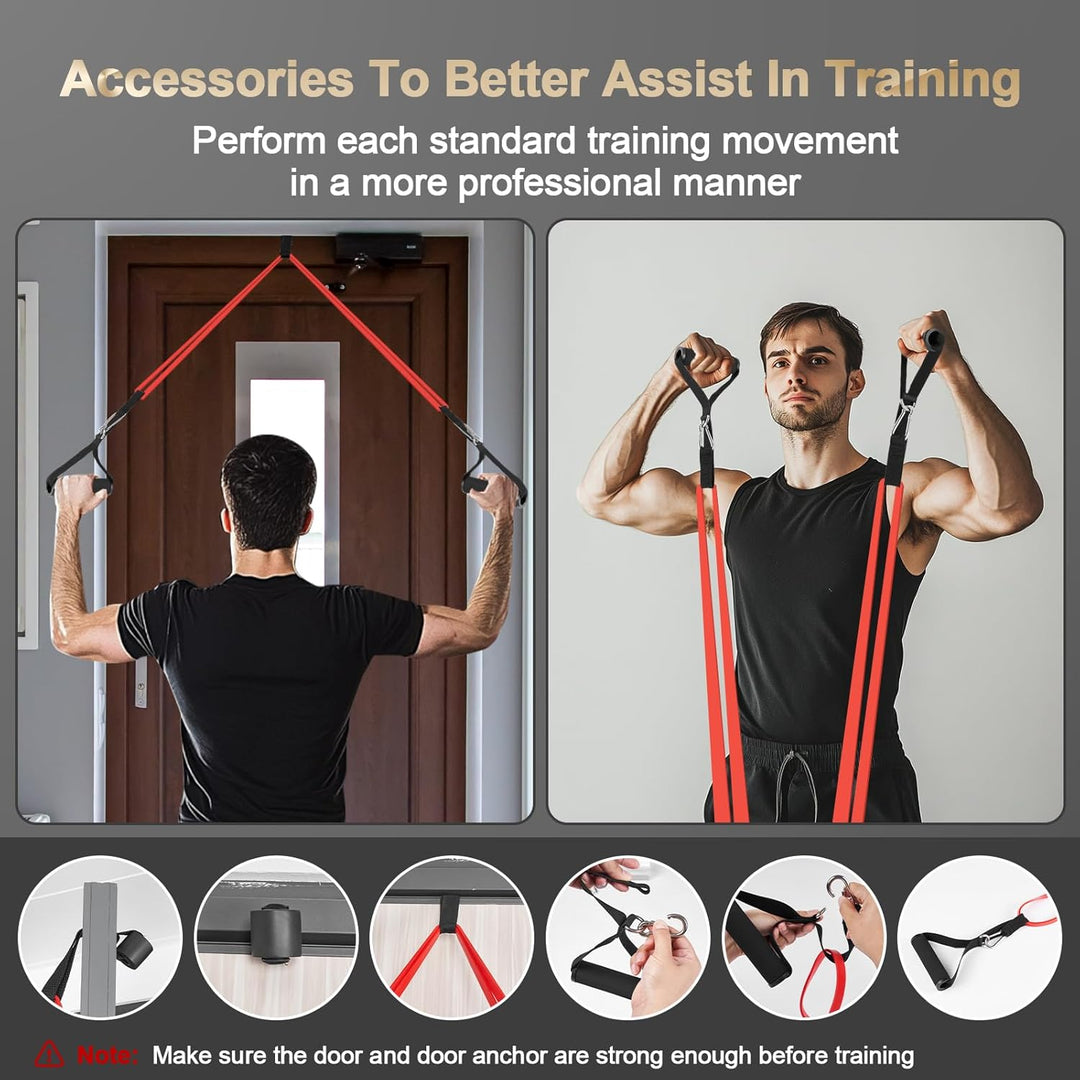 Odoland 5 Packungen Pull Up Assist Bands Klimmzugbänder Widerstandsbänder mit Türanker und Griffen,