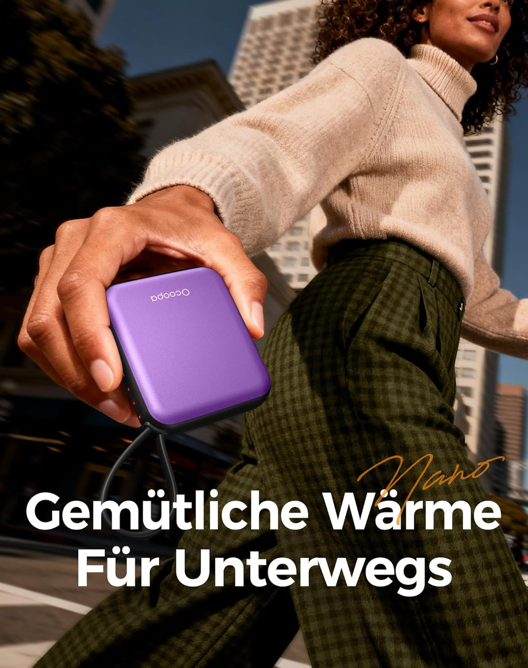 OCOOPA Handwärmer Elektrisch 2er Set, Wiederverwendbar 4000mAh USB Taschenwärmer, 3 Wärmestufen, Max