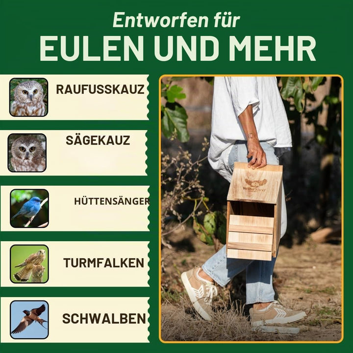 WildYard Turmfalke Nistkasten aus Zedernholz - Rustikal - Vormontierter grosser Eulenkasten mit Rein