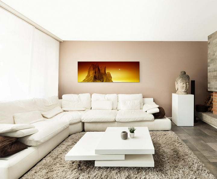 Sinus Art 150x50cm Wandbild – Panoramabild auf Leinwand Gebirge DREI Zinnen Italien