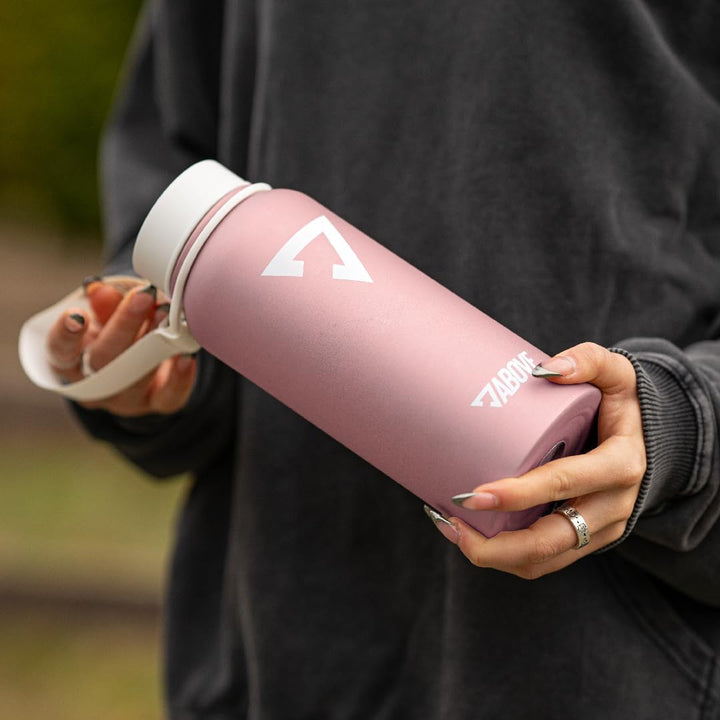 ABOVE. Trinkflasche Edelstahl 1L I Gratis Trinkverschluss I BPA-FREI I Thermosflasche hält bis zu 12