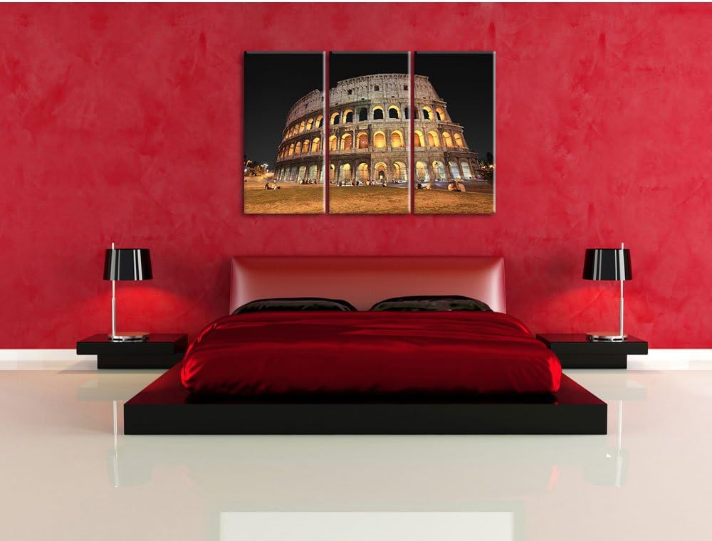 Pixxprint Colosseum in Rom Italien / 3-Teilig/Gesamtmass 120cm Leinwandbild bespannt auf Holzrahmen/