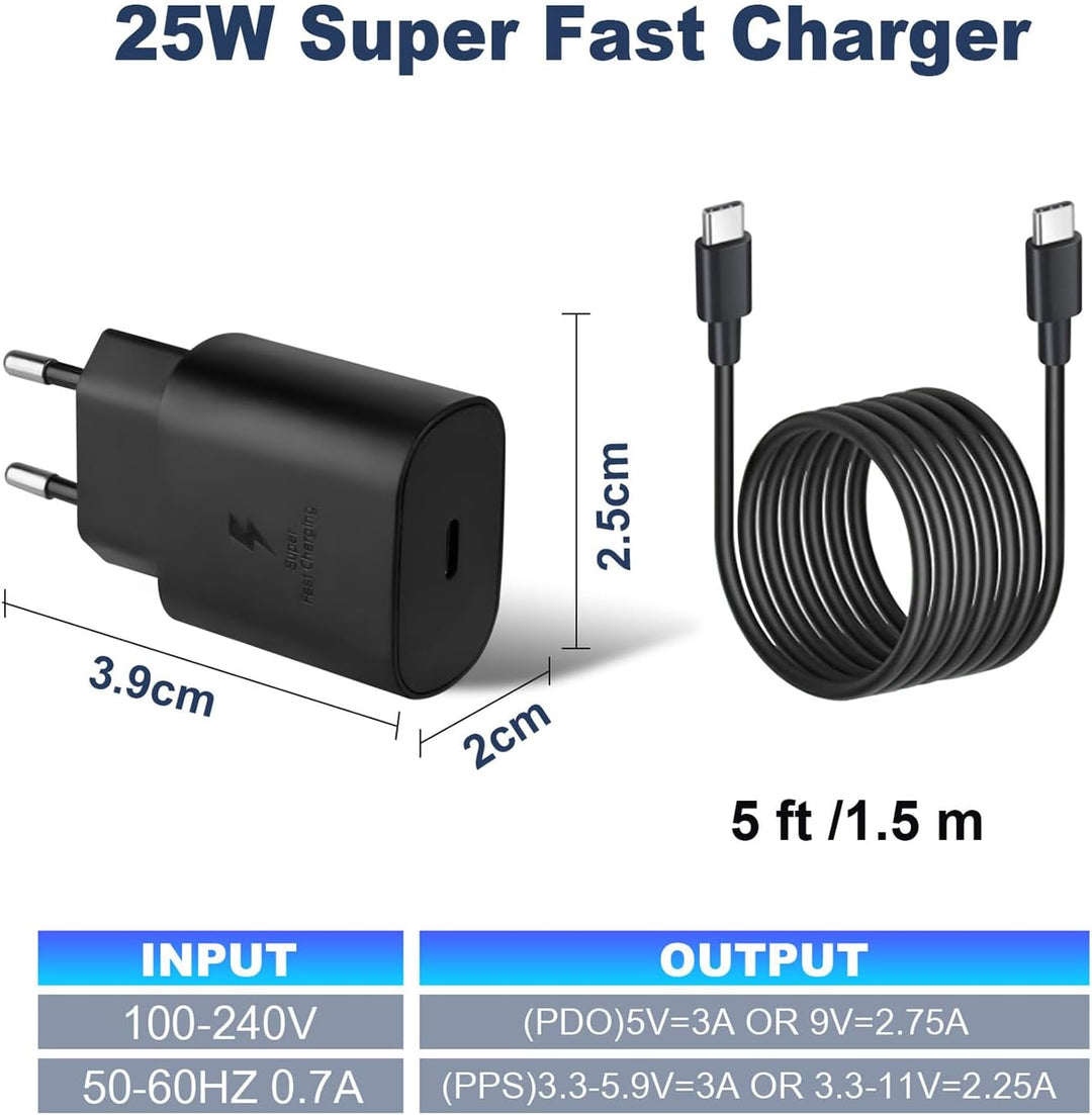 2er Pack USB C Ladegerät 25W Ladekabel für Samsung Galaxy S26 S25 S24 S23 S22 S21 Ultra/Plus A57 A56