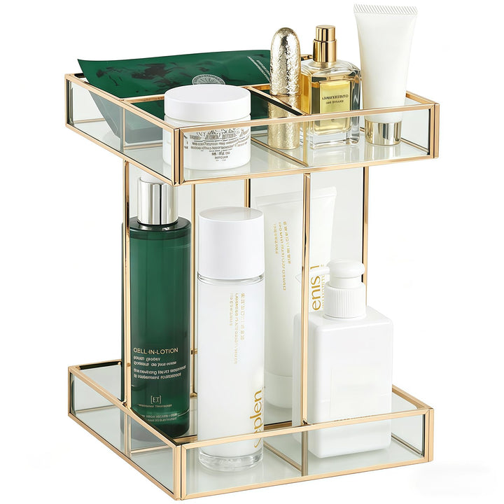 SLHEQING 360° drehbarer Kosmetik organizer, Grosse Kapazität Beauty Organizer, Glas Make Up Organize