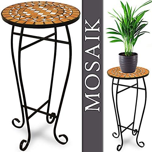 Deuba Mosaiktisch Blumenhocker Terracotta Rund 62 x 34 cm Metall Mosaik Balkontisch Beistelltisch In