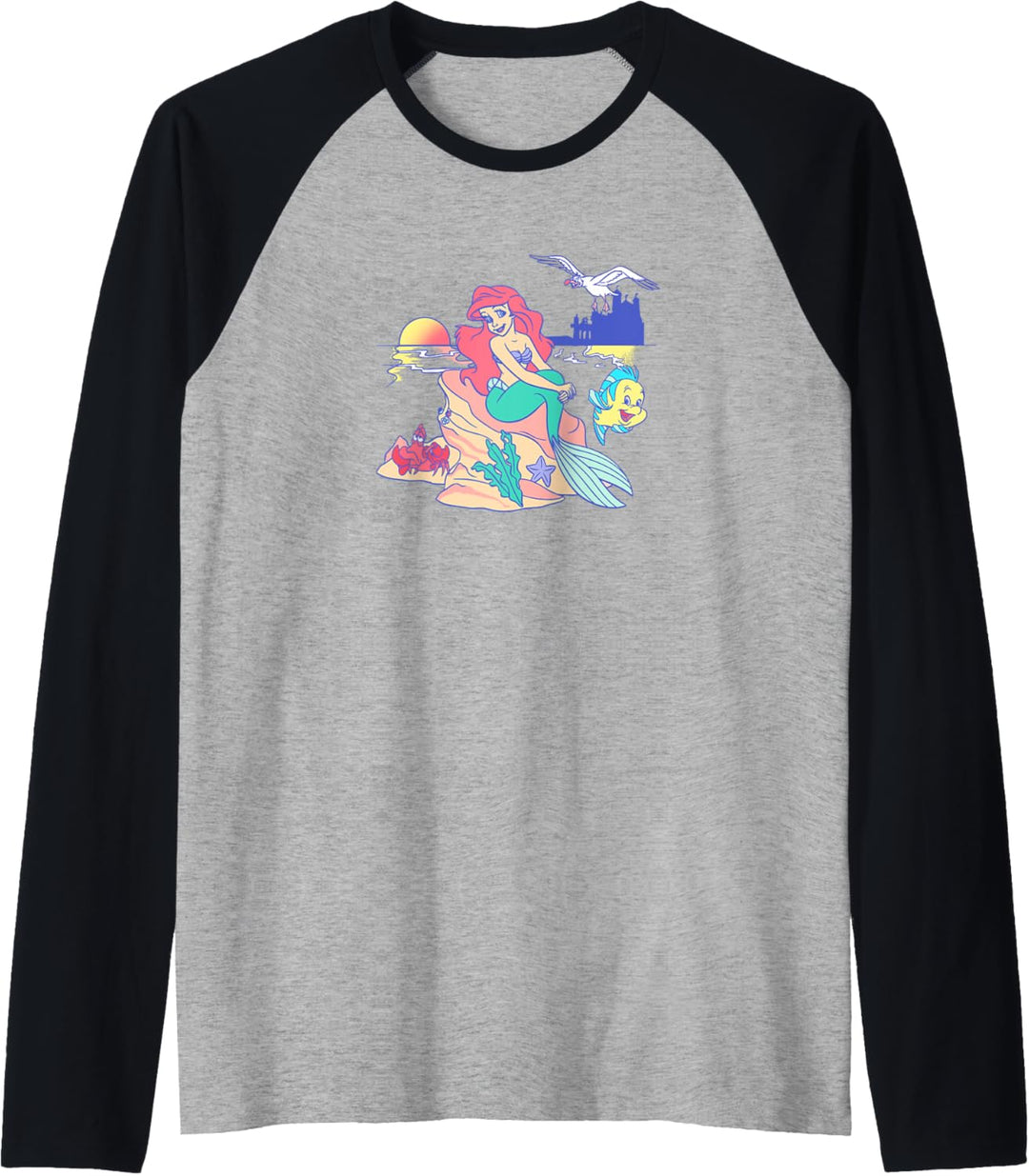 Disney The Little Mermaid Group Shot Sunset Raglan