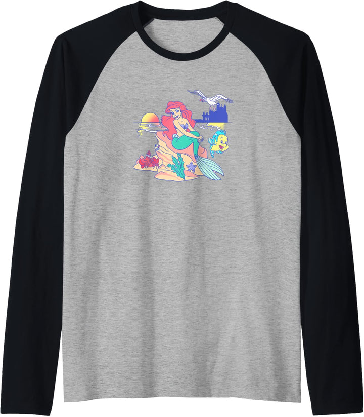 Disney The Little Mermaid Group Shot Sunset Raglan