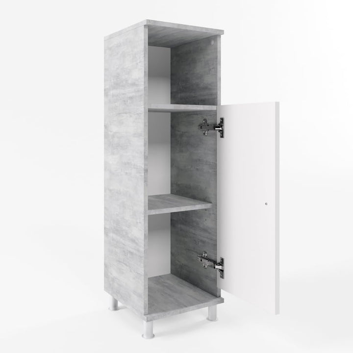 Vicco Midischrank Fynn, Beton/Weiss, 30 x 95 cm Beton 95 x 30 cm, Beton 95 x 30 cm