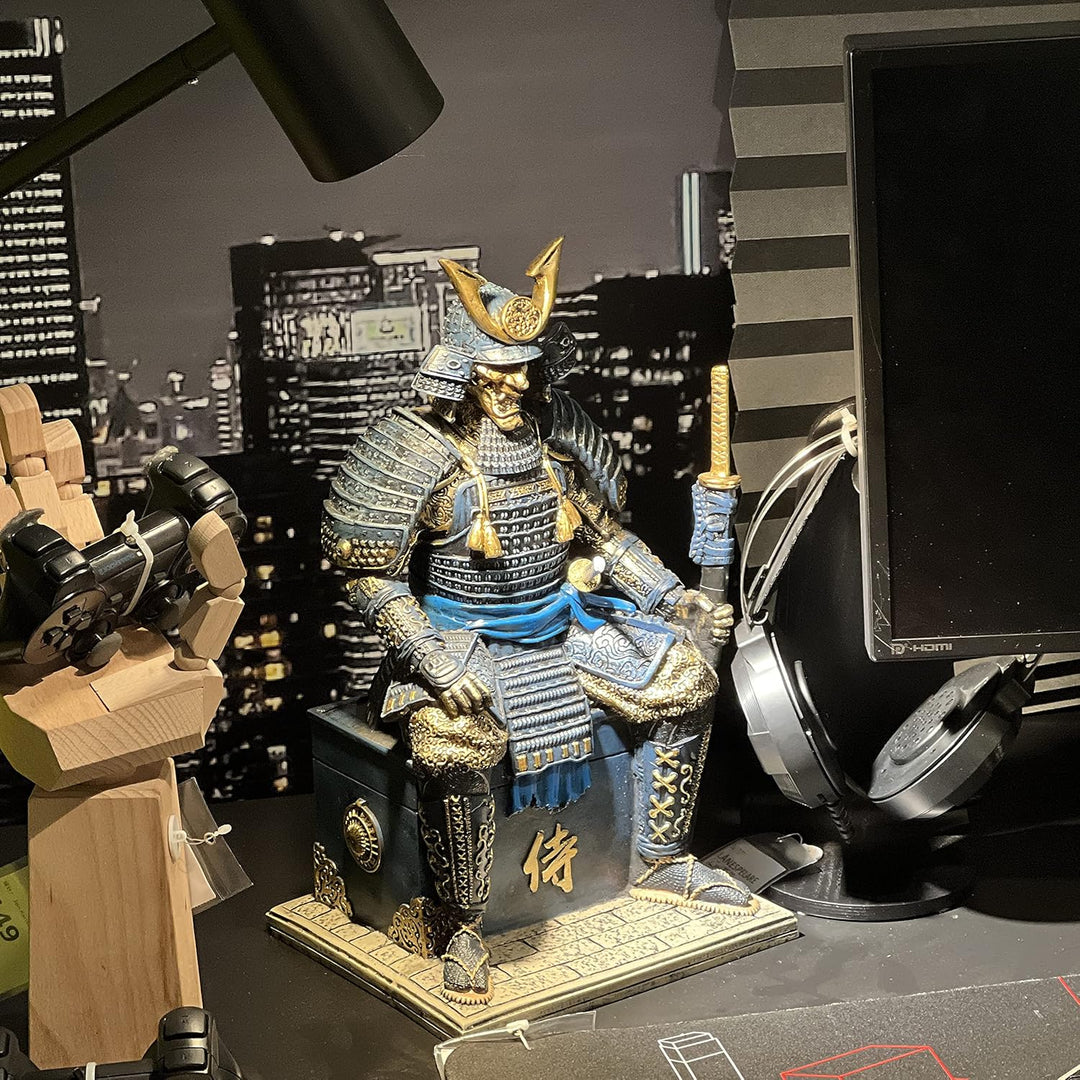 MAUNDEN Mittelalterlicher antiker Samurai Untoter Krieger Harz Statue Ornament Figur Handwerk für Zu
