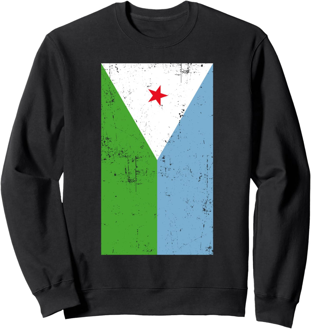 Republic of Djibouti Horn of Africa Distressed Flag Sweatshirt