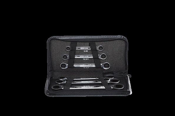 KS Tools 503.4557 GEARplus Doppel-Ratschenringschlüssel-Satz, 6-tlg. Lederetui