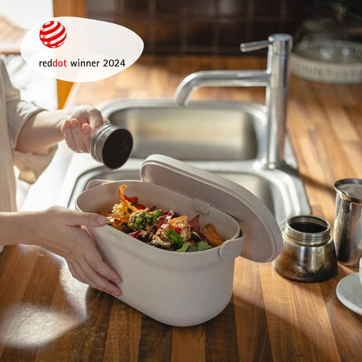 Urbalive Design Biomülleimer Küche 4L - Komposteimer Küche mit Deckel - Kleiner Mülleimer für alltäg