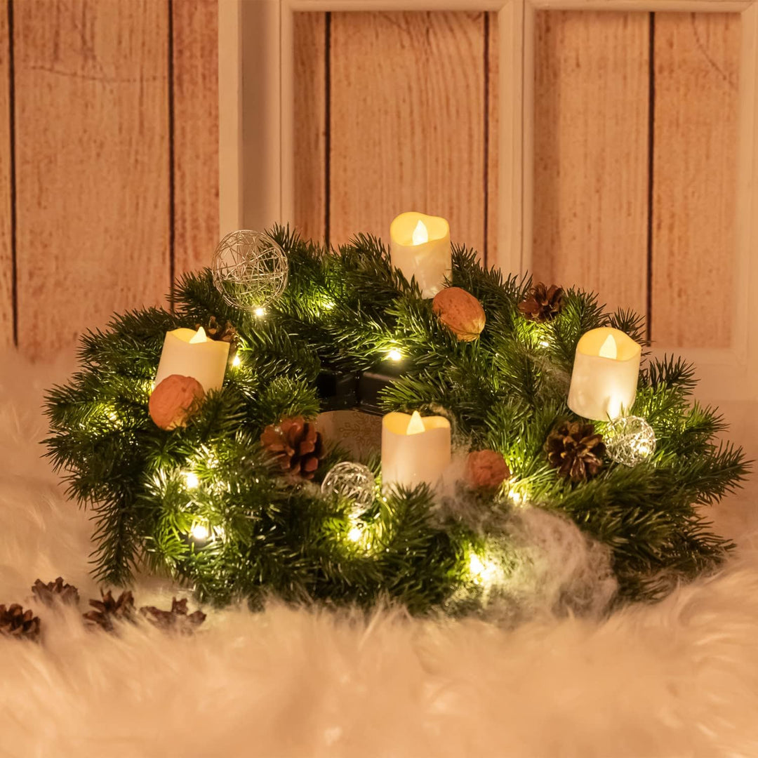 Idena 30260 - LED Weihnachtskranz mit Lichterkette und 20 LEDs in Warmweiss, mit 6 Stunden Timer-Fun