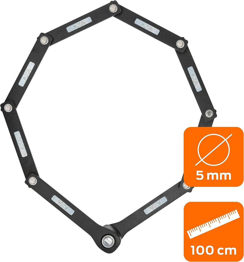 AXA Fold Lite 100 – Faltschloss Fahrrad – Leicht – Sicherheitsstufe 7 – Passend für alle Rahmen – Fa