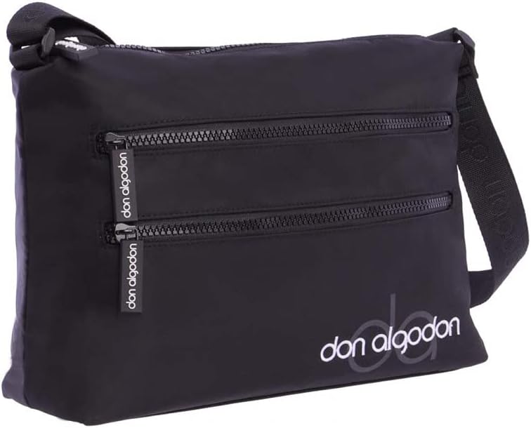 DON ALGODON Damen Zita Umhängetaschen, 30 x 9.5 x 19 cm Schwarz, Schwarz