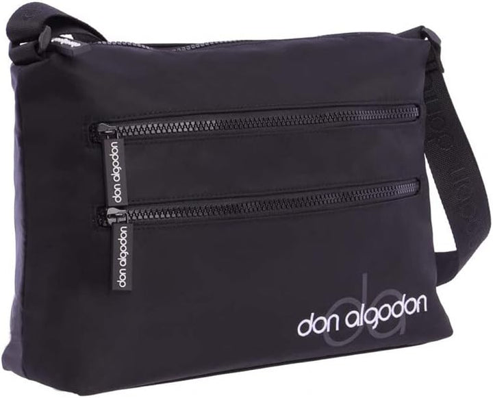 DON ALGODON Damen Zita Umhängetaschen, 30 x 9.5 x 19 cm Schwarz, Schwarz