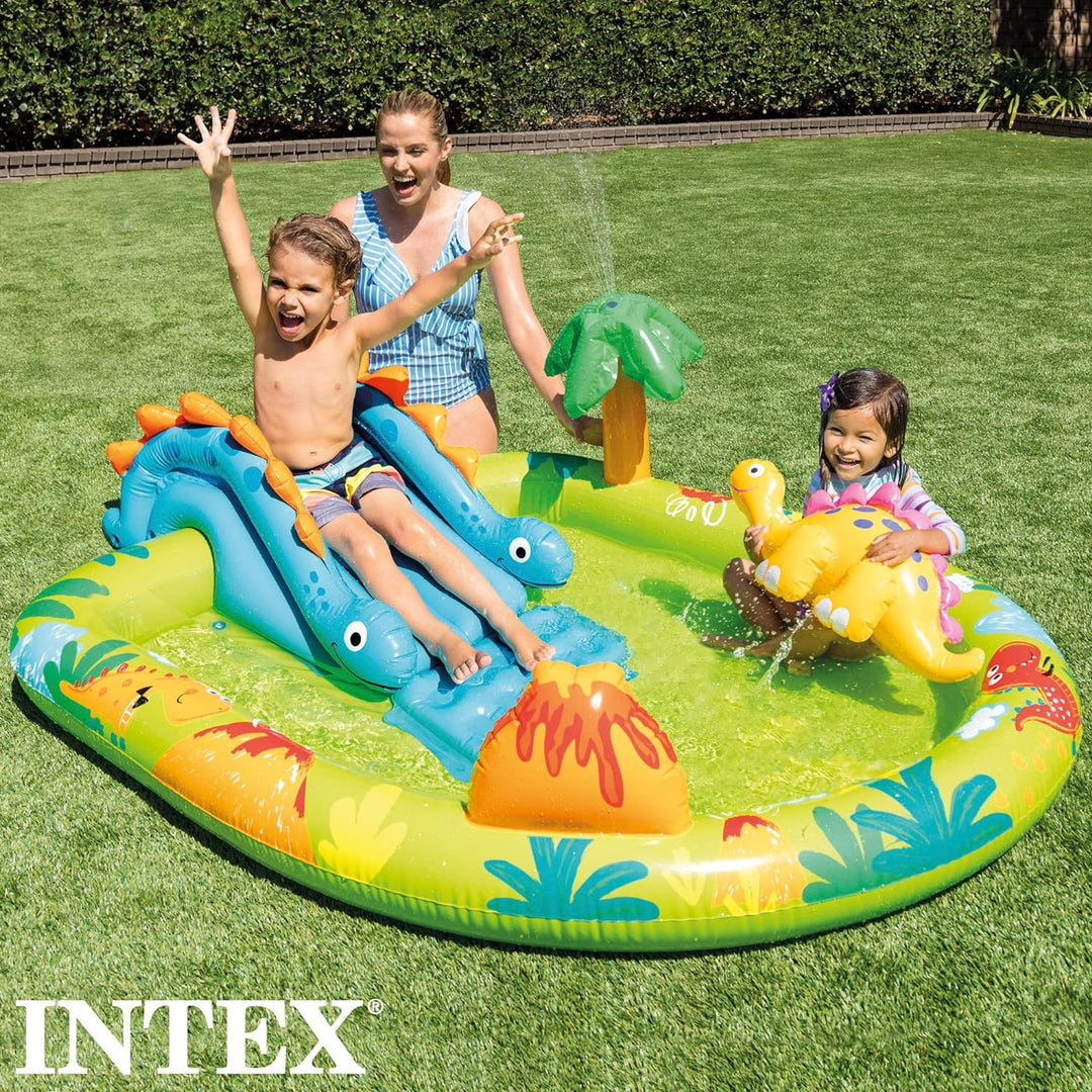 Intex 57166NP Spielplatz klein Dino dinausore Aufblasbares Spielfeld, Mehrfarbig