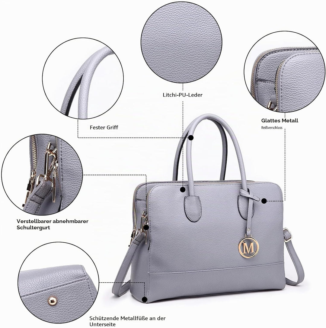 Miss Lulu Aktentasche Handtasche Laptoptasche Arbeitstasche Schultertasche Messenger Bag Retro Elega