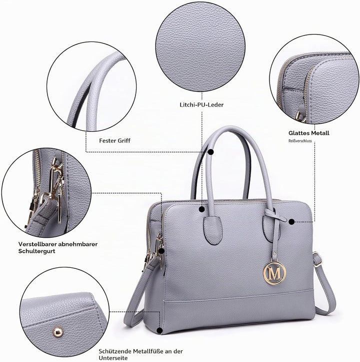 Miss Lulu Aktentasche Handtasche Laptoptasche Arbeitstasche Schultertasche Messenger Bag Retro Elega