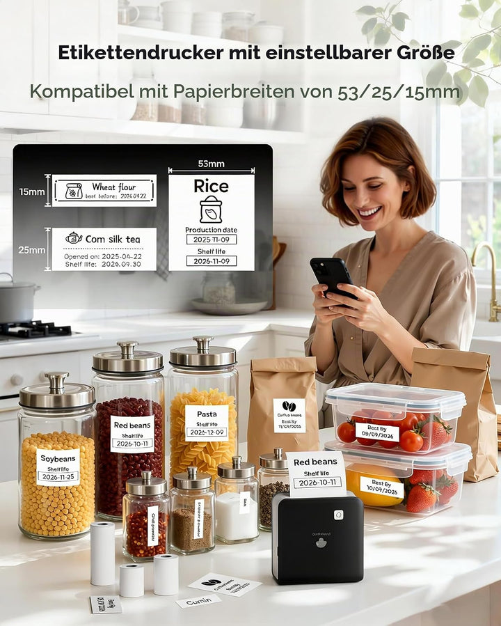 Phomemo Mini Drucker Aufkleber Drucker, M02 Pro Mini Thermodrucker, 300 DPI Fotodrucker für Smartpho