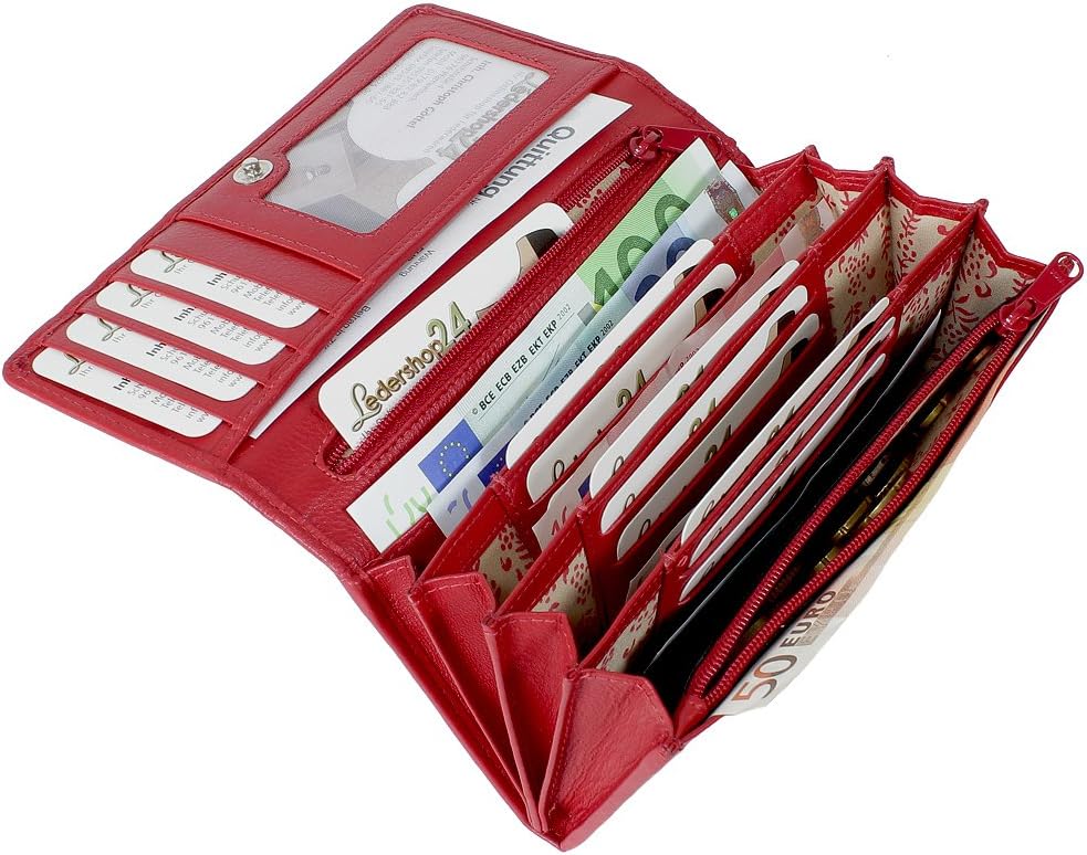 Branco Damen Geldbörse Portemonnaie Leder Damenbörse Damen Geldbeutel rot, Rot