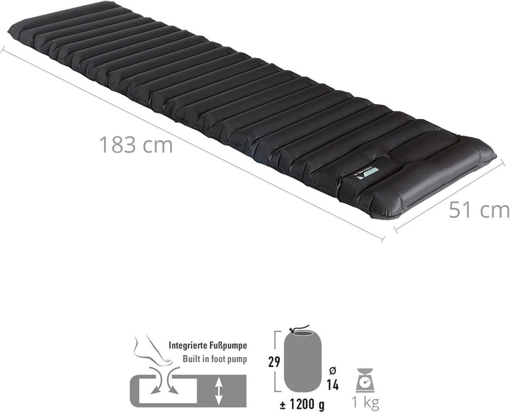 High Peak Matte Dayton, aufblasbare Leichtgewicht-Luftmatratze, integrierte Fusspumpe, Isomatte, für