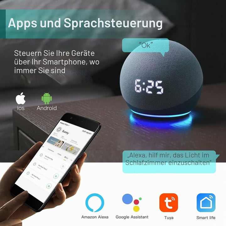 BSEED Doppelschalter Smart Alexa Lichtschalter aus Glas, WiFi Touch Wandschalter 1 Fach 1 Weg (Neutr
