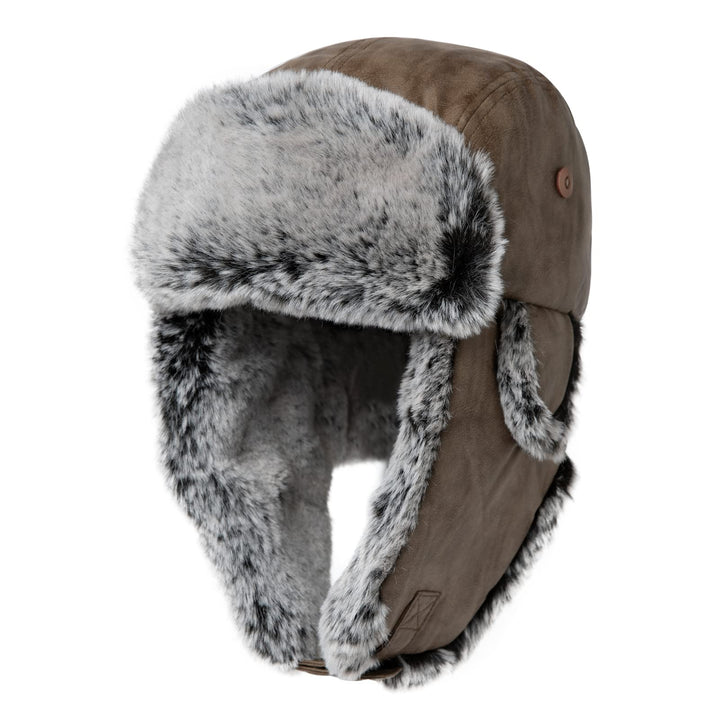 Comhats Winter Trapper-Hut Kunstleder Aviator Pilotenmütze Herren Damen Warm Gefütterte Kunstpelz-Hu