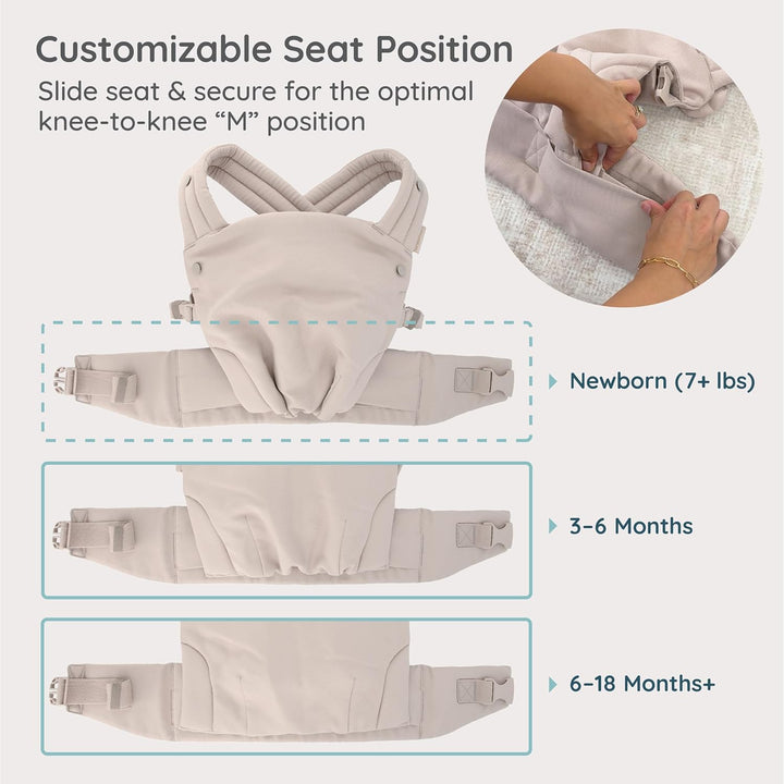 Infantino Honey Blossom Airy Babytrage, Ergonomisch, M-Position, Gleitsitz, Kreuzträger, 3,2–18,1 Kg