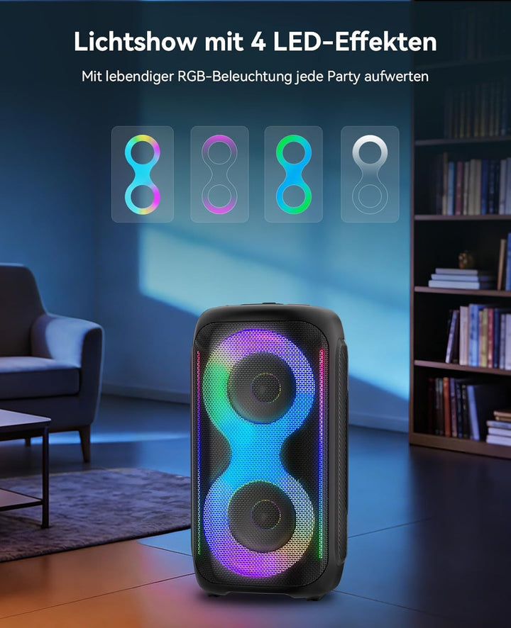 GKD40 Tragbare Karaoke-Maschine für Erwachsene, Bluetooth-Lautsprecher mit PA-System, 2 kabellose Mi