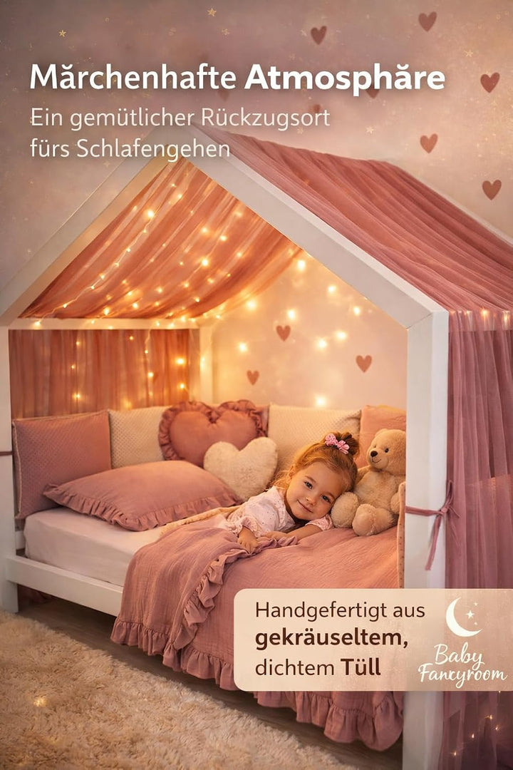 Baby Fancyroom Hausbett Himmel aus Tüll, Handgefertigt, Gekräuselt, Baldachin, Betthimmel für Kinder