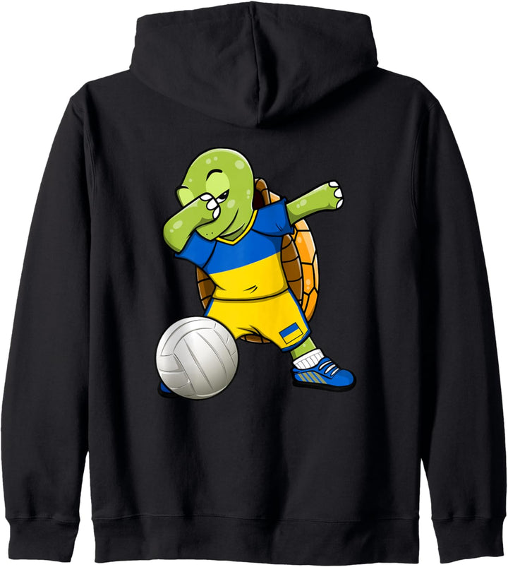 Dabbing Schildkröte Ukraine Volleyball Ukrainische Flagge Kapuzenjacke