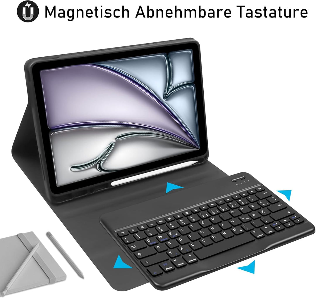 iPad Air 5 Hülle mit Tastatur für iPad Air 6 11 Zoll, Deutsches Taststur Hülle für iPad Air 11 Zoll
