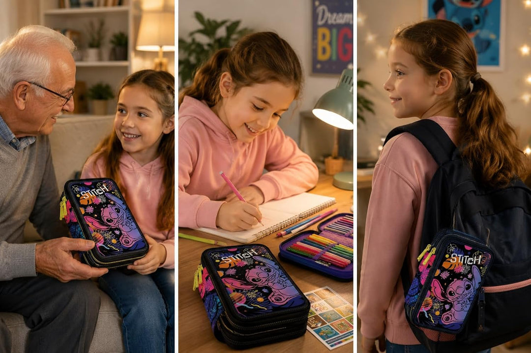 Goldkids - Federmäppchen 3 Fächer - Mäppchen für Mädchen und Jungen - Federmappe 3-Fach Federtasche