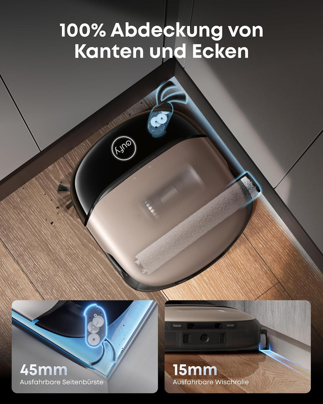 eufy Saug‑ & Wischroboter HydroJet S2, 30.000Pa AeroTurbo™ 2.0 stabile Saugkraft, HydroJet™ selbstre