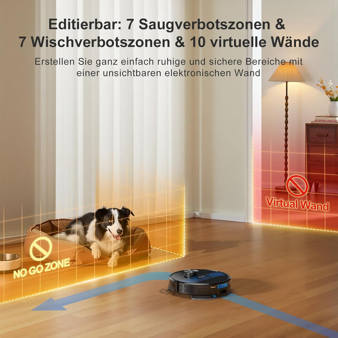 Lubluelu Saugroboter mit Wischfunktion 3-1, 4500Pa Staubsauger Roboter mit Lasernavigation, 54 dB Ro