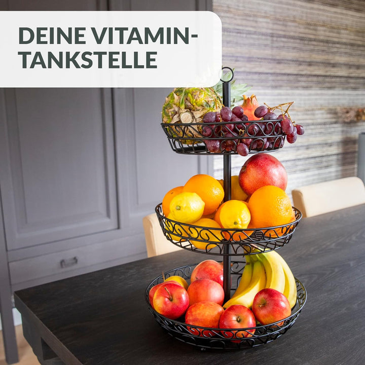 Chefarone Obst Etagere 3 Etagen - Etagere Obst für mehr Platz auf der Arbeitsplatte - dekorativer Ob