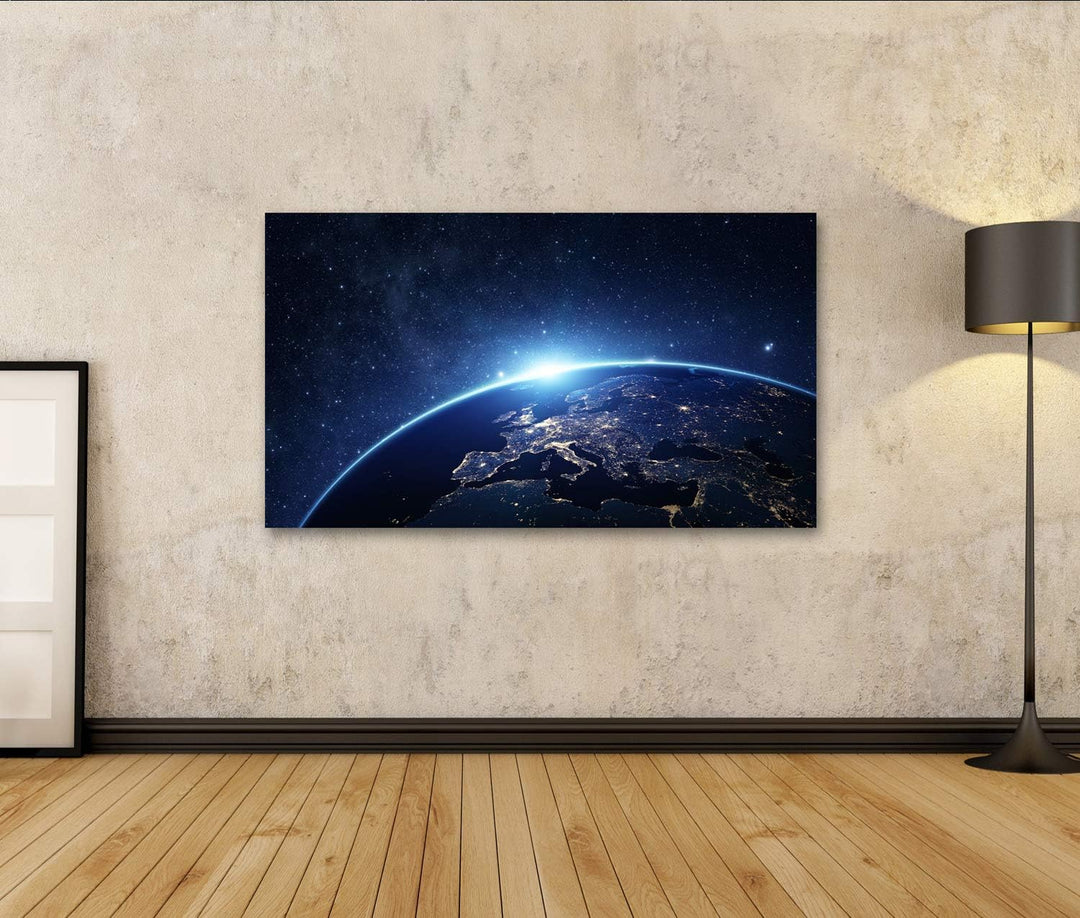 islandburner Bild auf Leinwand Planet Erde Aus Dem Raum In Der Nacht NASA Kinderzimmer Bilder Wandbi