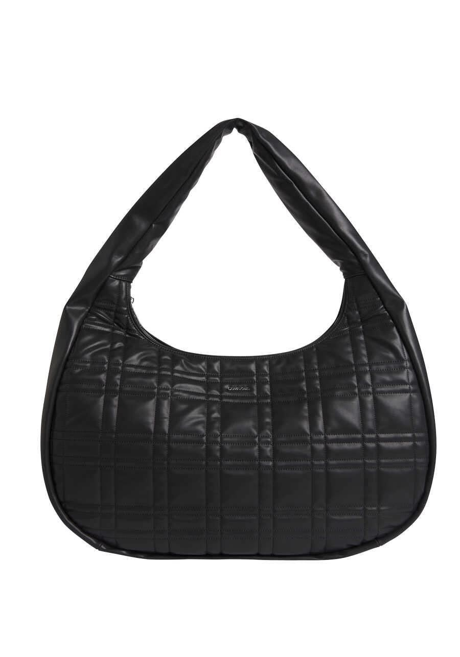 CALVIN KLEIN Shopper Metall-Logo Reissverschluss schwarz