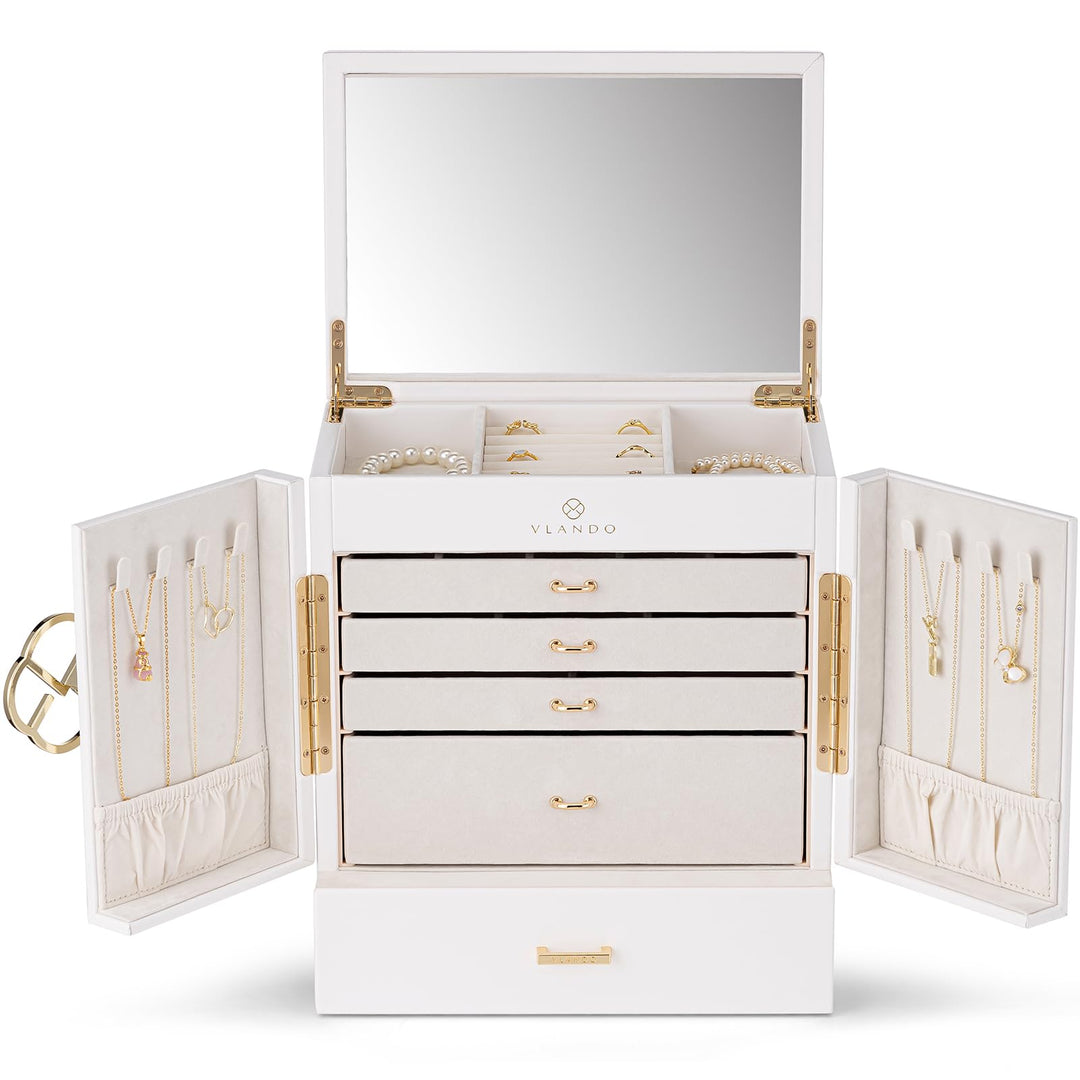 Vlando Schmuckaufbewahrung Gross, Schmuckschatulle Schmuck Organizers Gross XXL, Schmuckkästchen mit